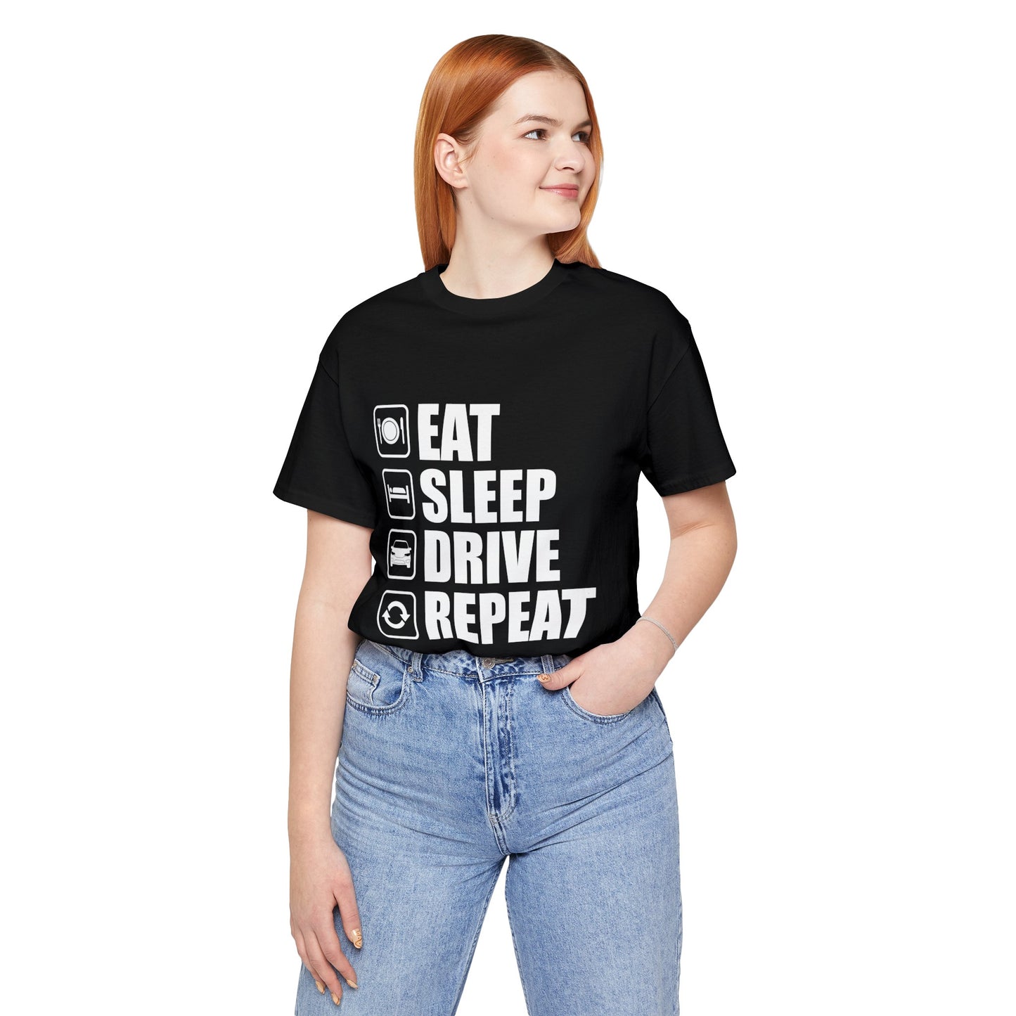 East/Sleep/Drive/Repeat Unisex Jersey Short Sleeve Tee