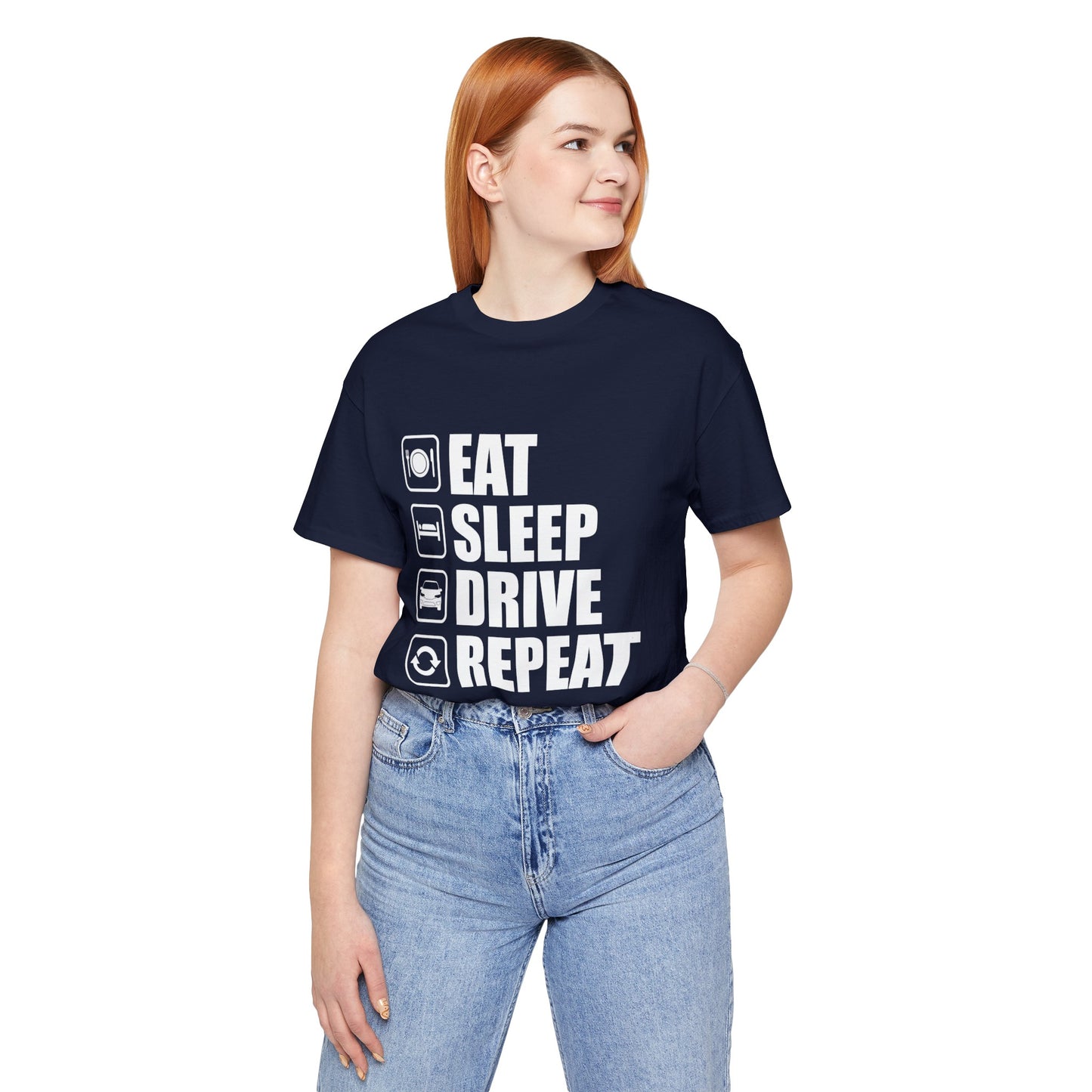 East/Sleep/Drive/Repeat Unisex Jersey Short Sleeve Tee