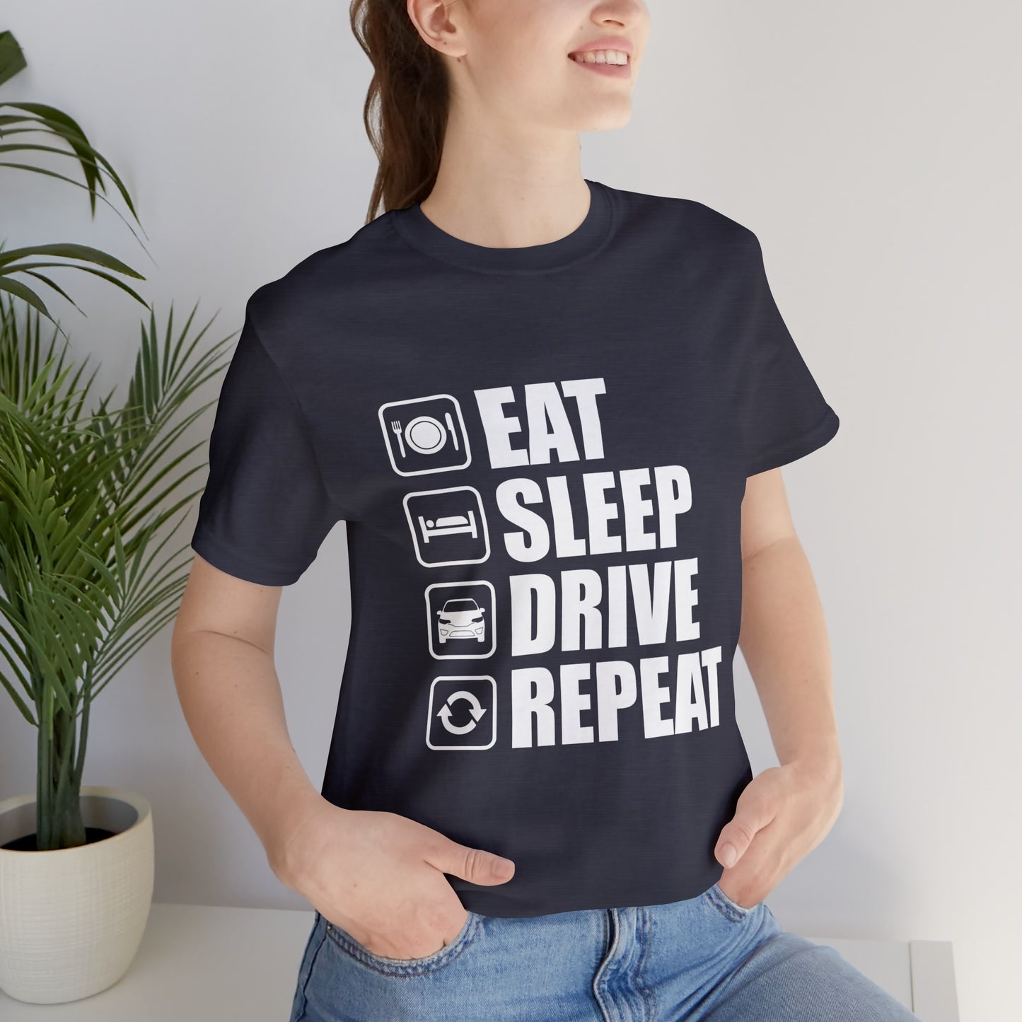 East/Sleep/Drive/Repeat Unisex Jersey Short Sleeve Tee