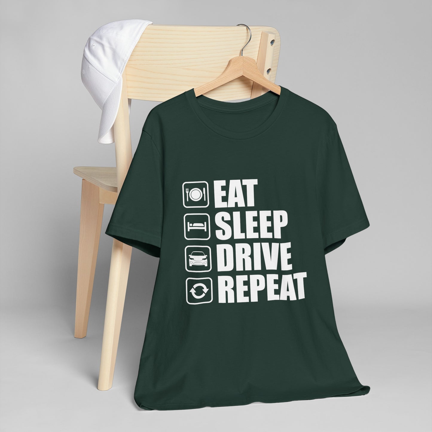 East/Sleep/Drive/Repeat Unisex Jersey Short Sleeve Tee