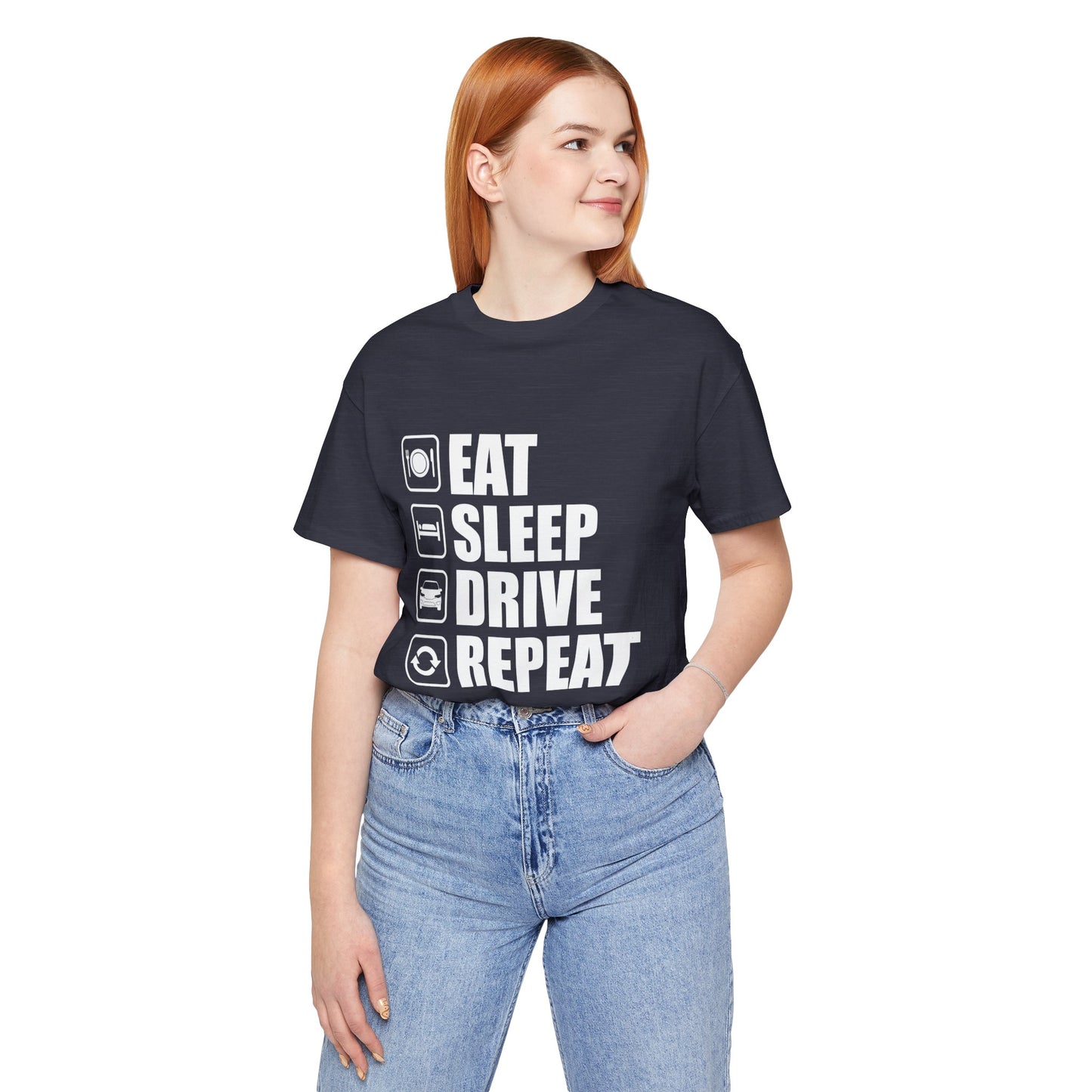East/Sleep/Drive/Repeat Unisex Jersey Short Sleeve Tee