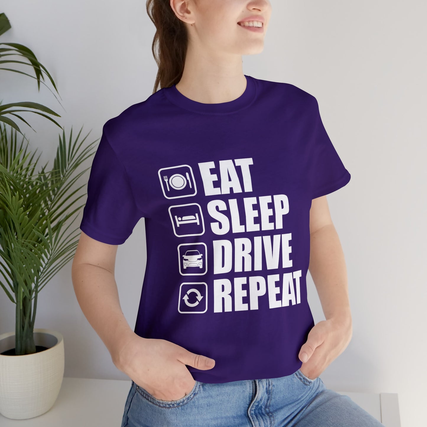 East/Sleep/Drive/Repeat Unisex Jersey Short Sleeve Tee