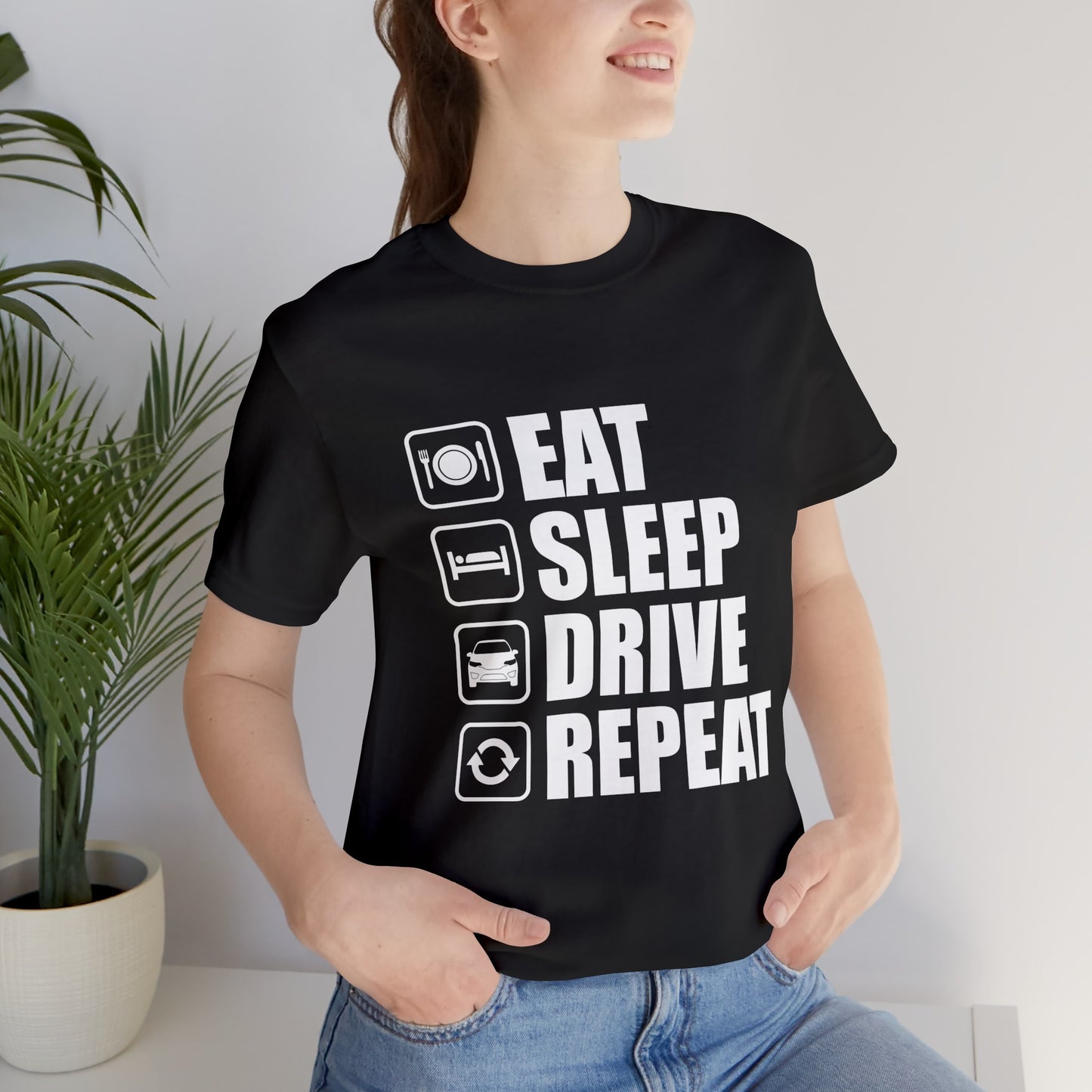 East/Sleep/Drive/Repeat Unisex Jersey Short Sleeve Tee