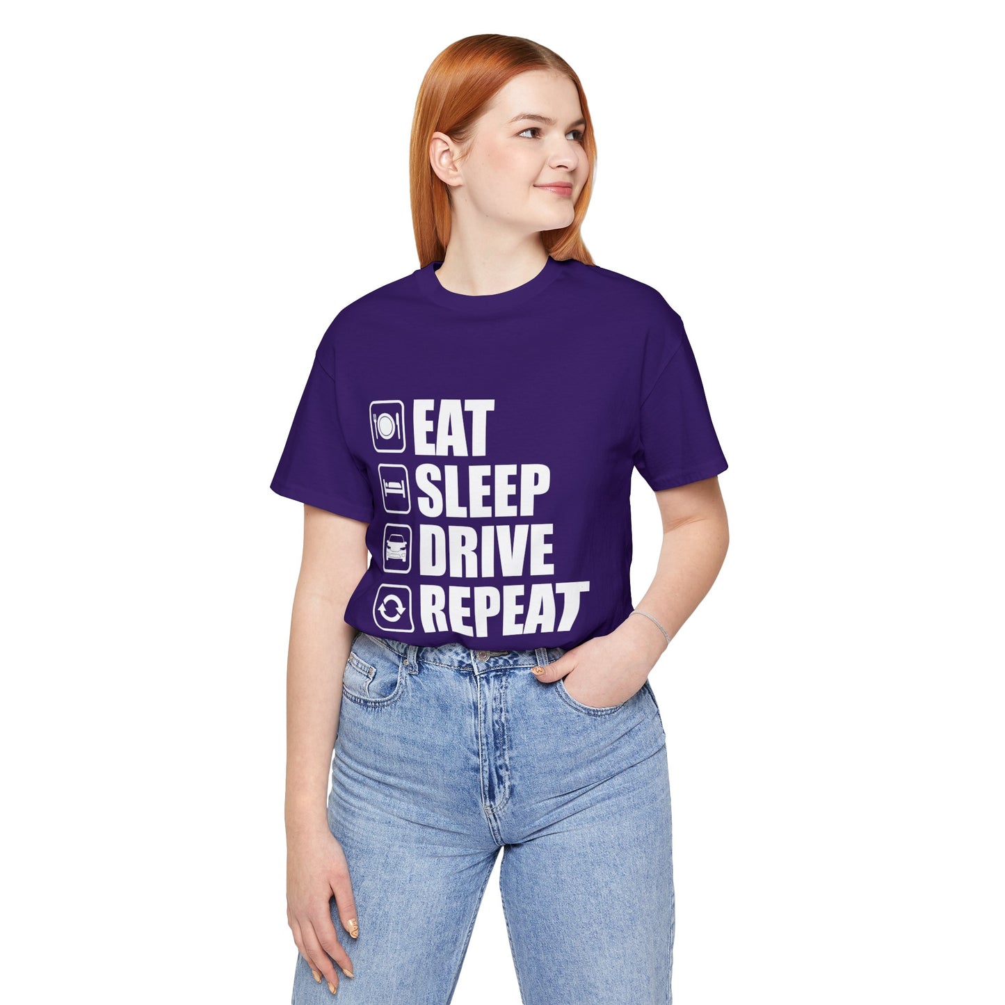 East/Sleep/Drive/Repeat Unisex Jersey Short Sleeve Tee