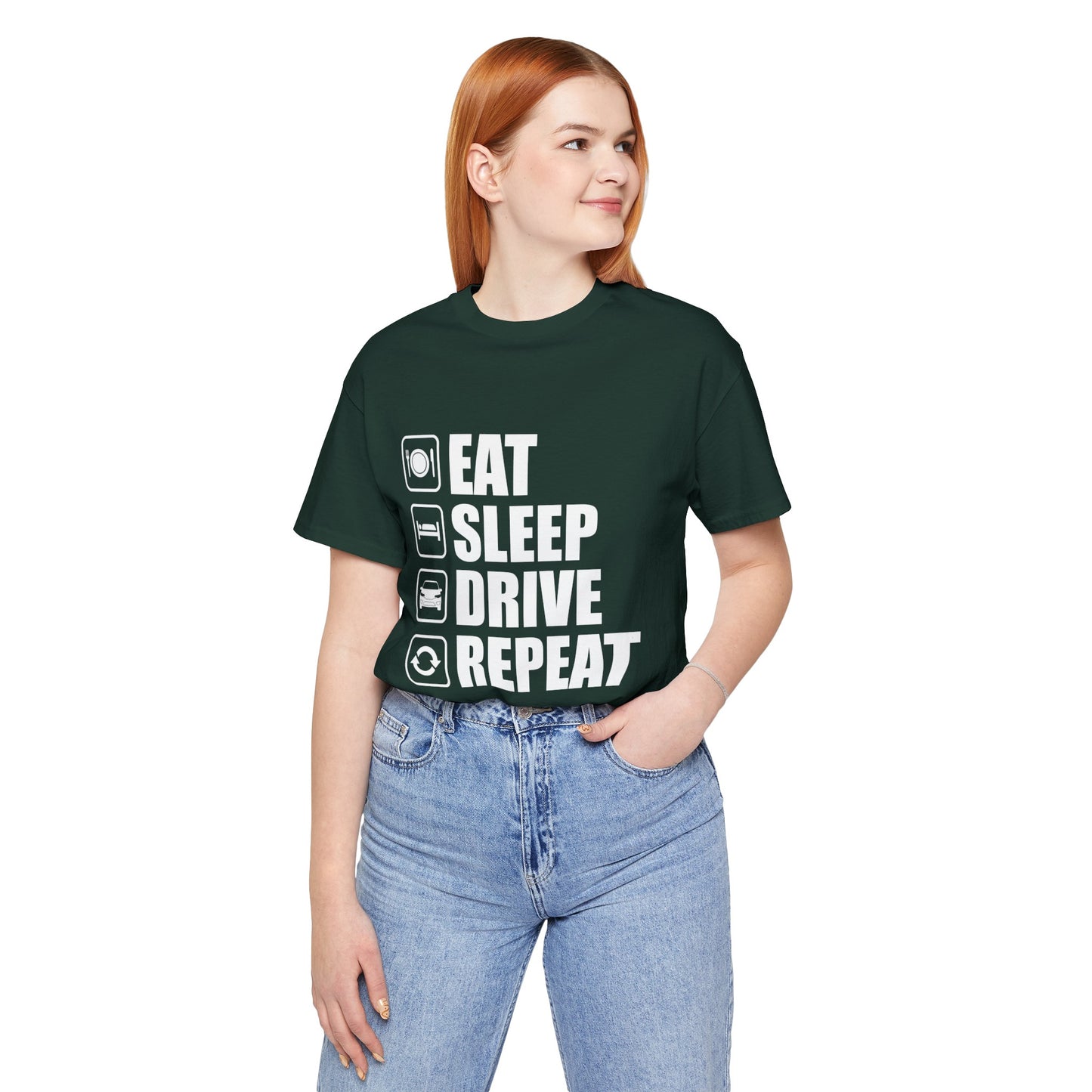 East/Sleep/Drive/Repeat Unisex Jersey Short Sleeve Tee