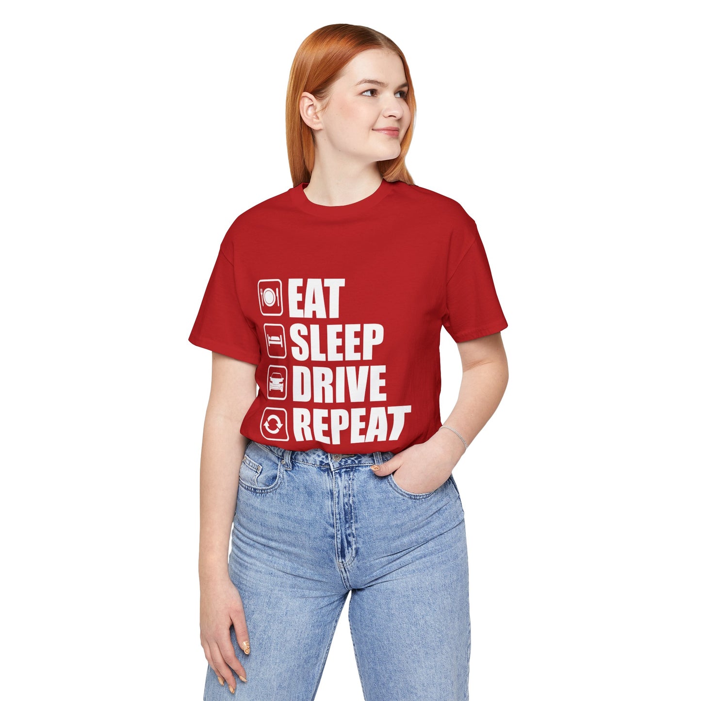 East/Sleep/Drive/Repeat Unisex Jersey Short Sleeve Tee