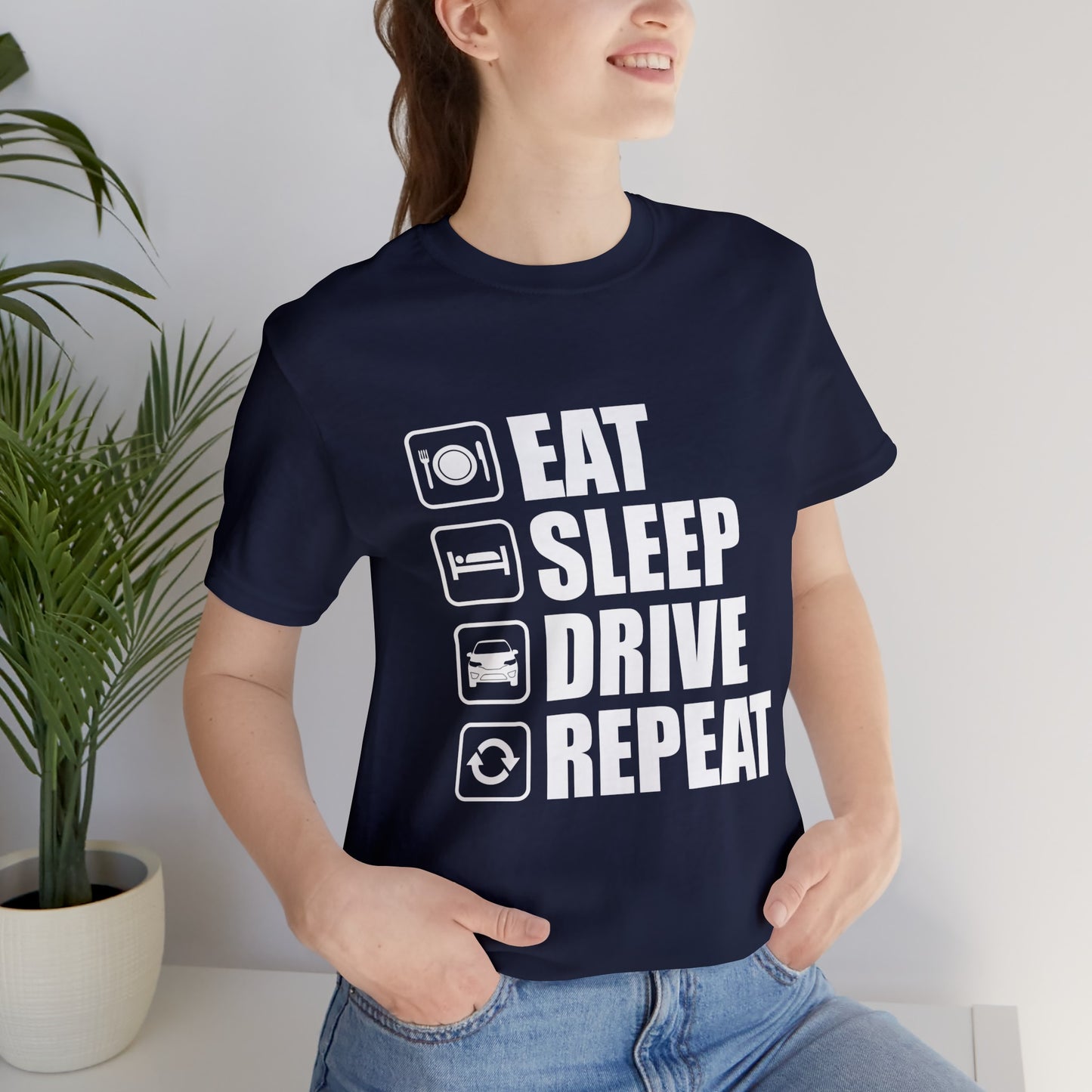 East/Sleep/Drive/Repeat Unisex Jersey Short Sleeve Tee