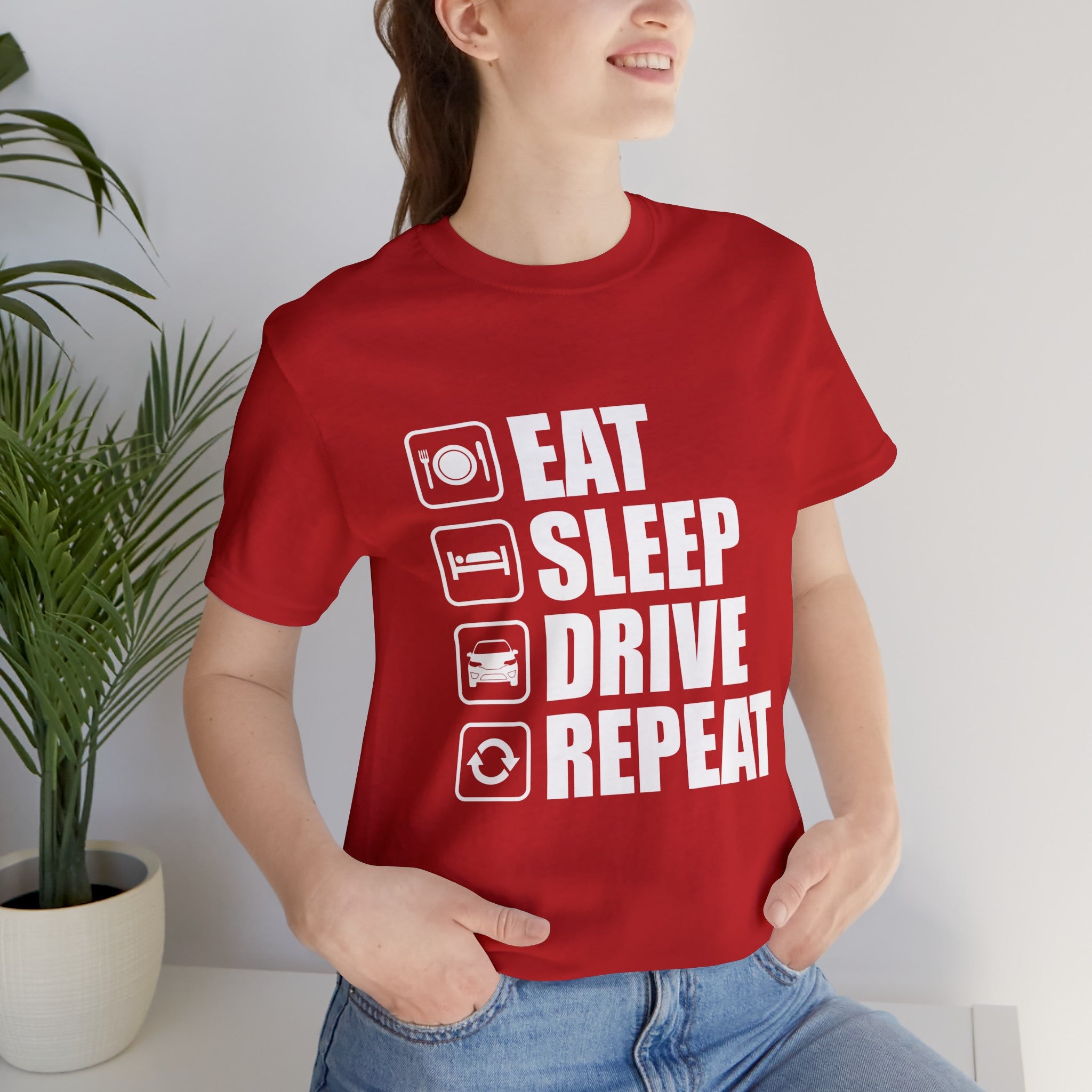 East/Sleep/Drive/Repeat Unisex Jersey Short Sleeve Tee